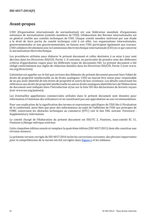 ISO 4017:2014 ISO 4017:2014 - Fixations -- Vis a tete hexagonale entierement filetées -- Grades A et B - Page 4 preview