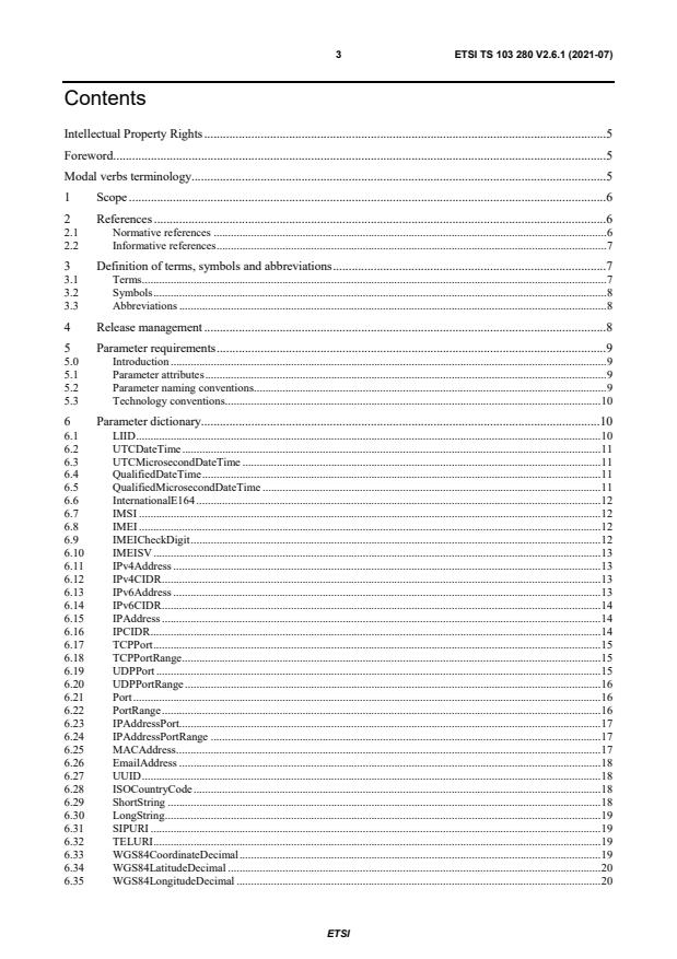 ETSI TS 103 280 V2.6.1 (2021-07) - Lawful Interception (LI); Dictionary for common parameters