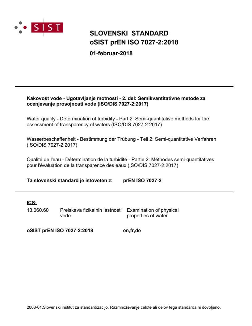 prEN ISO 7027-2:2018 - BARVE