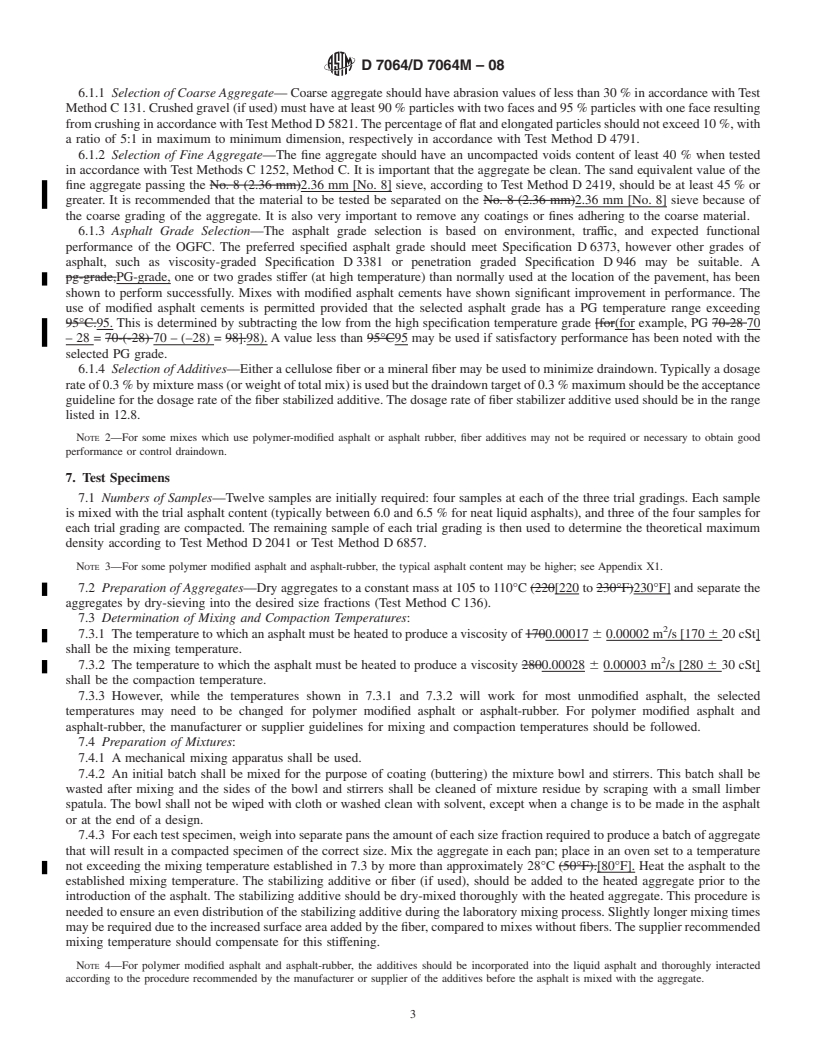 REDLINE ASTM D7064/D7064M-08 - Standard Practice for Open-Graded Friction Course (OGFC) Mix Design