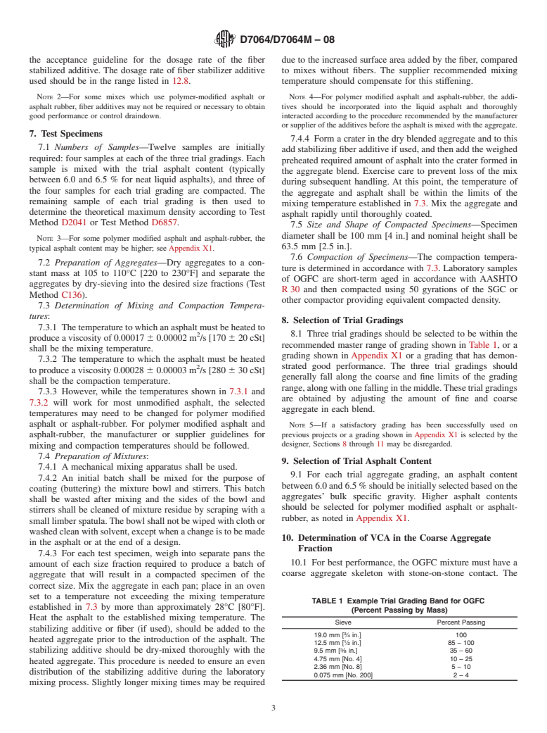 ASTM D7064/D7064M-08 - Standard Practice for Open-Graded Friction Course (OGFC) Mix Design