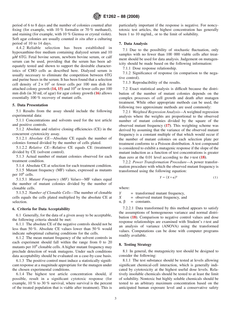 ASTM E1262-88(2008) - Standard Guide for Performance of Chinese Hamster Ovary Cell/Hypoxanthine Guanine Phosphoribosyl Transferase Gene Mutation Assay