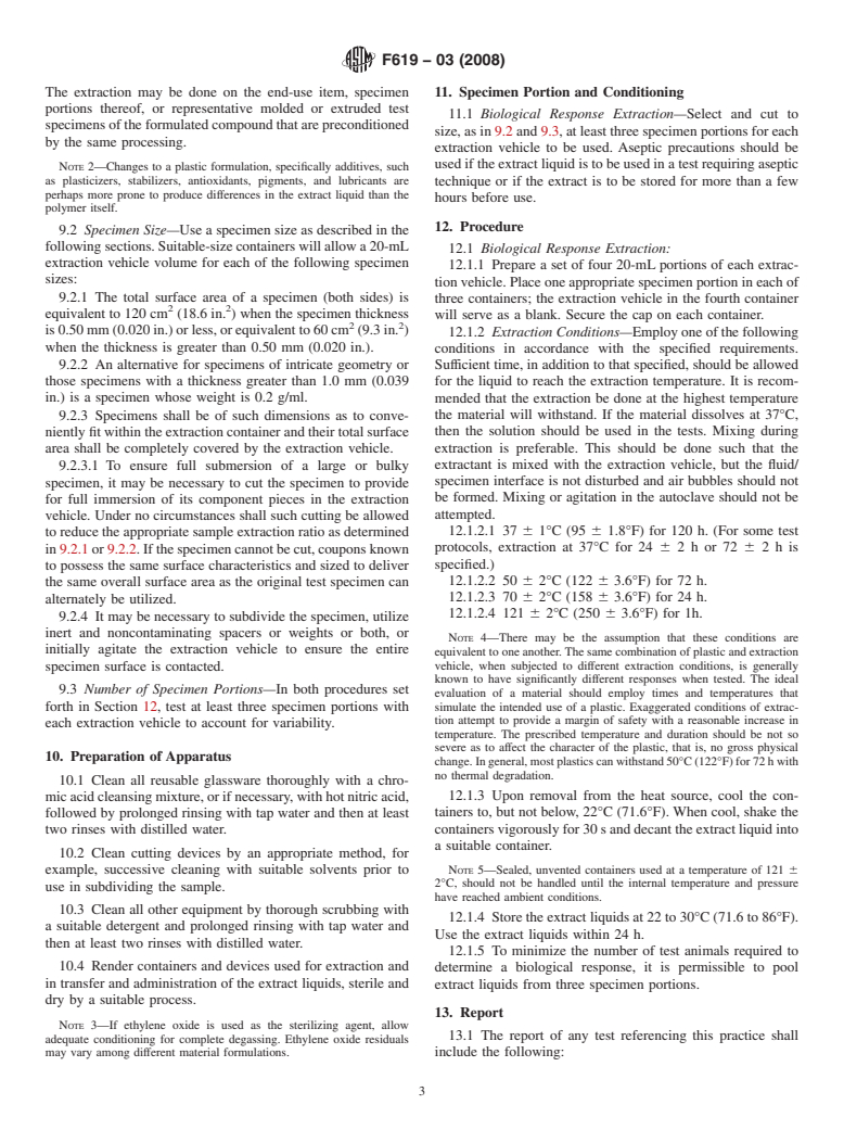 ASTM F619-03(2008) - Standard Practice for  Extraction of Medical Plastics