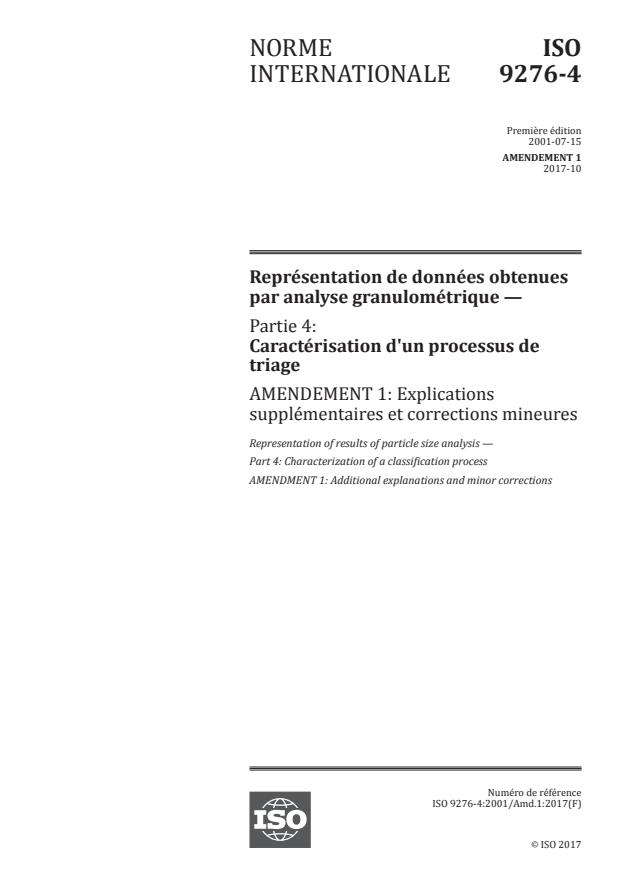 ISO 9276-4:2001/Amd 1:2017 - Explications supplémentaires et corrections mineures