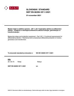 EN 60255-187-1:2021 - BARVE. Del IEC standarda tudi zip file "1111235_187_1_External_Internal_YY0_50Hz_4KHz". - Page 1 preview