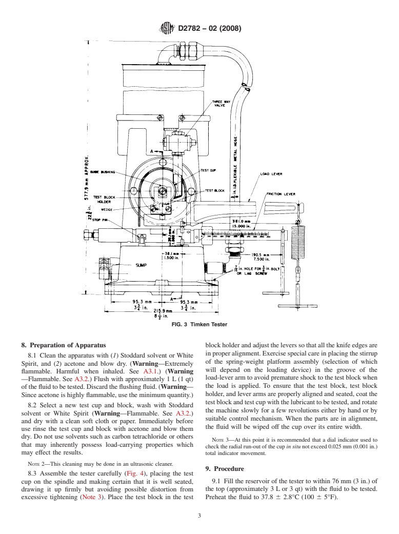 ASTM D2782-02(2008) - Standard Test Method for Measurement of Extreme-Pressure Properties of Lubricating Fluids (Timken Method)