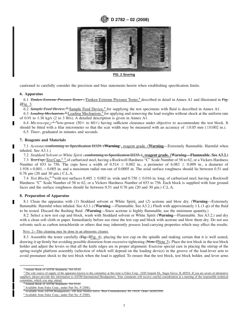 REDLINE ASTM D2782-02(2008) - Standard Test Method for Measurement of Extreme-Pressure Properties of Lubricating Fluids (Timken Method)