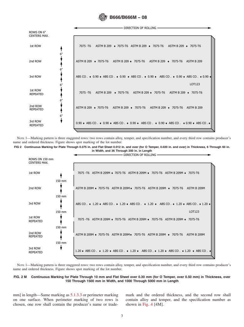 ASTM B666/B666M-08 - Standard Practice for  Identification Marking of Aluminum and Magnesium Products