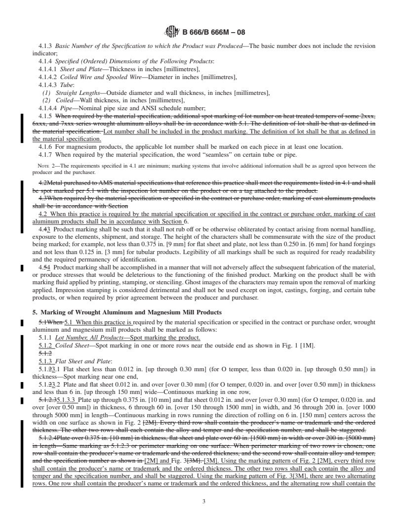 REDLINE ASTM B666/B666M-08 - Standard Practice for  Identification Marking of Aluminum and Magnesium Products