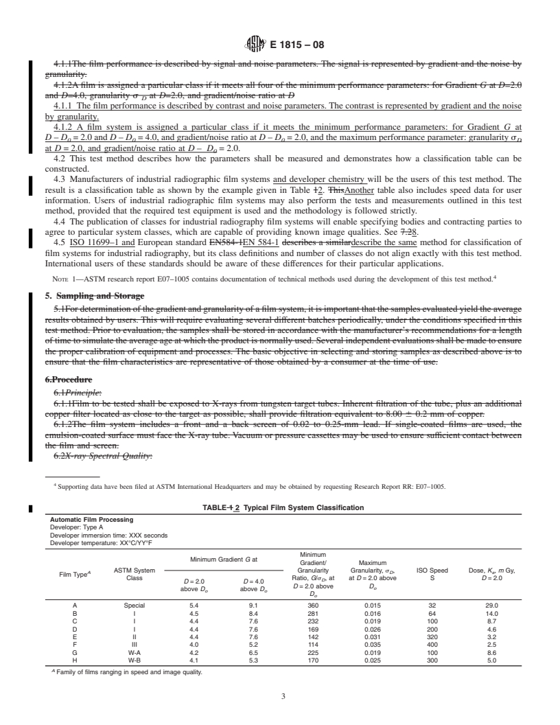 REDLINE ASTM E1815-08 - Standard Test Method for Classification of Film Systems for Industrial Radiography