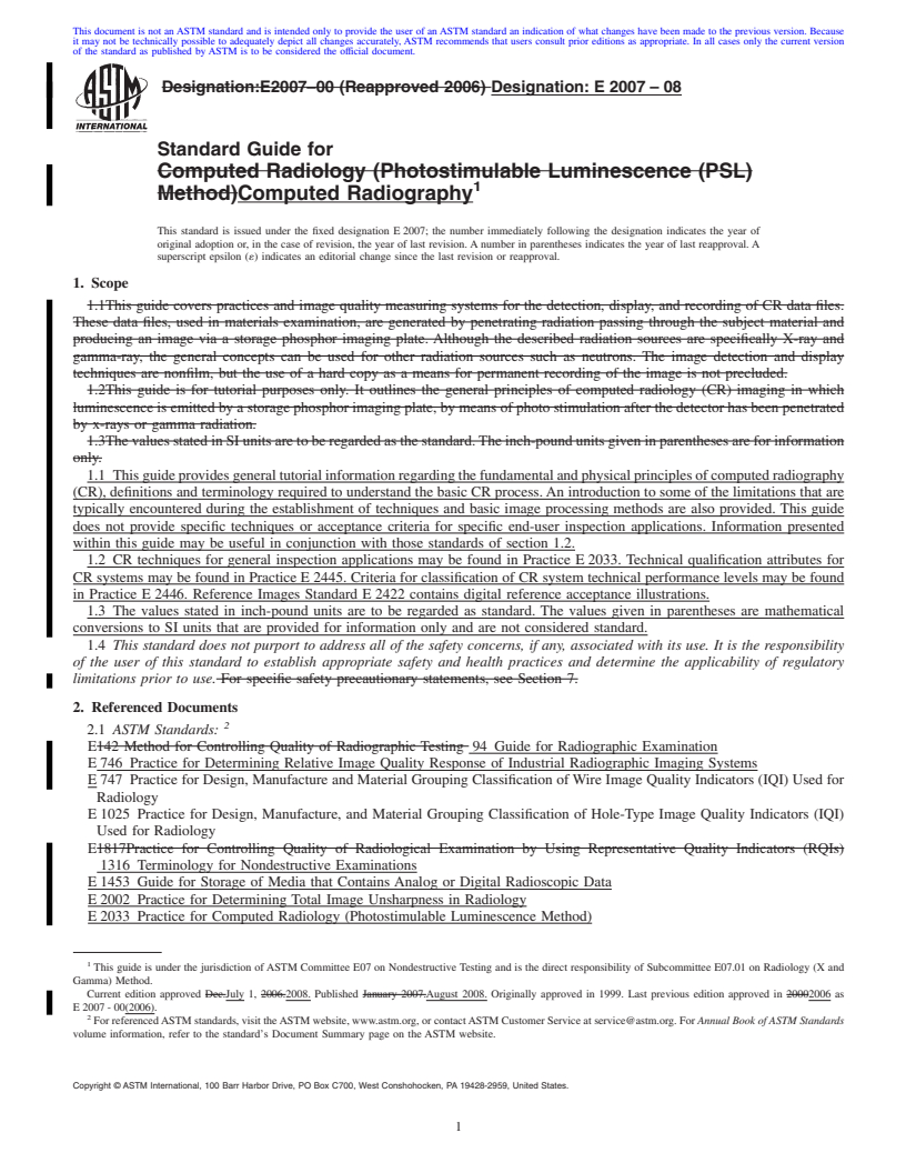 REDLINE ASTM E2007-08 - Standard Guide for Computed Radiography