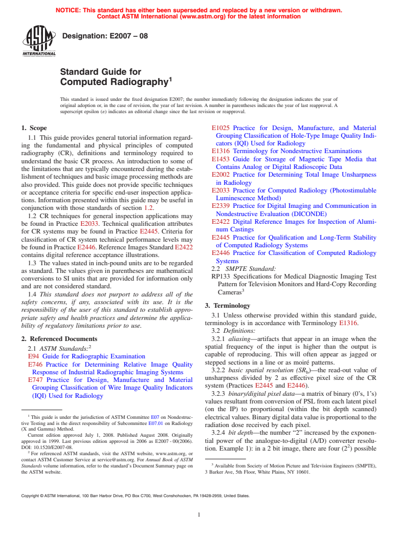 ASTM E2007-08 - Standard Guide for Computed Radiography