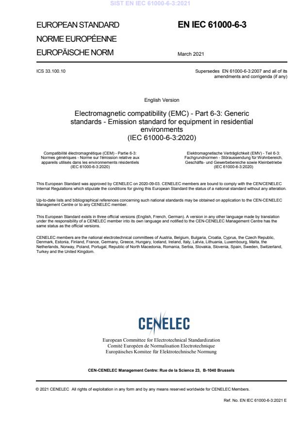 EN IEC 61000-6-3:2021 - BARVE