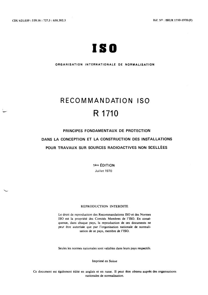 ISO/R 1710:1970 - Withdrawal of ISO/R 1710-1970
Released:7/1/1970