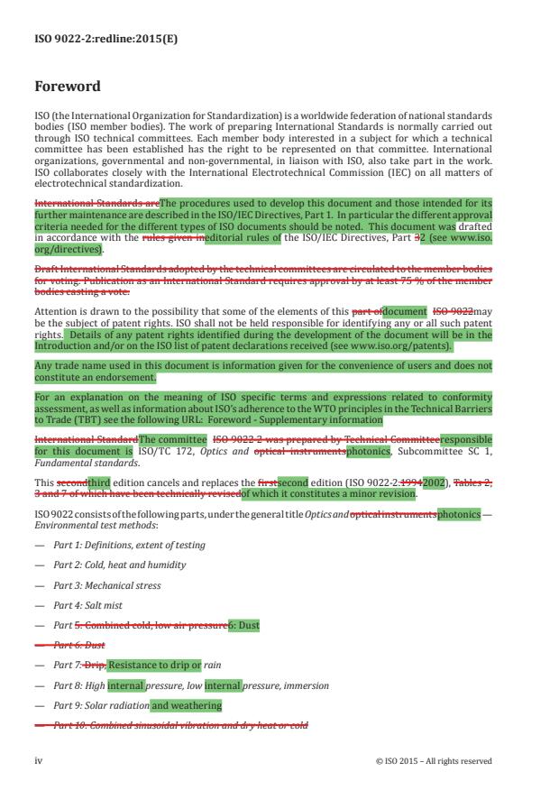 ISO 9022-2:2015 REDLINE ISO 9022-2:2015 - Optics and photonics -- Environmental test methods - Page 4 preview