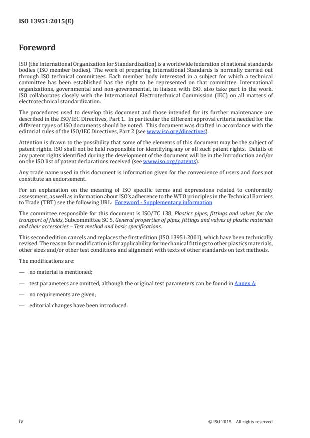 ISO 13951:2015 ISO 13951:2015 - Plastics piping systems -- Test method for the resistance of plastic pipe/pipe or pipe/fitting assemblies to tensile loading - Page 4 preview