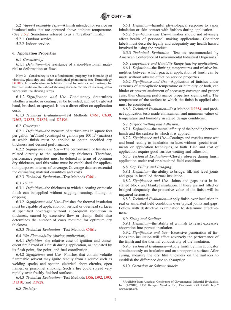 ASTM C647-08 - Standard Guide to  Properties and Tests of Mastics and Coating Finishes for Thermal Insulation