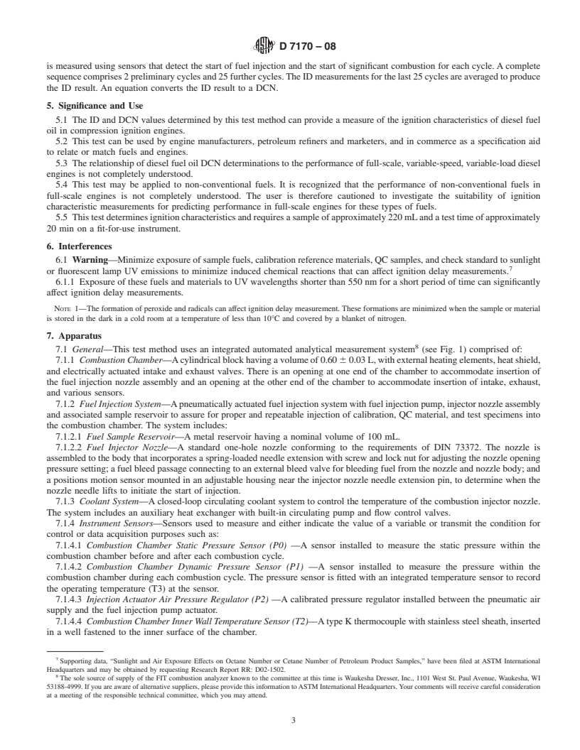 REDLINE ASTM D7170-08 - Standard Test Method for Determination of Derived Cetane Number (DCN) of Diesel Fuel Oils<span class='unicode'>&#x2014;</span>Fixed Range Injection Period, Constant Volume Combustion Chamber Method