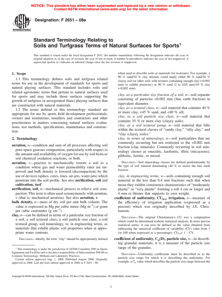 ASTM F2651-08a - Standard Terminology Relating to Soils and Turfgrass Terms of Natural Surfaces for Sports