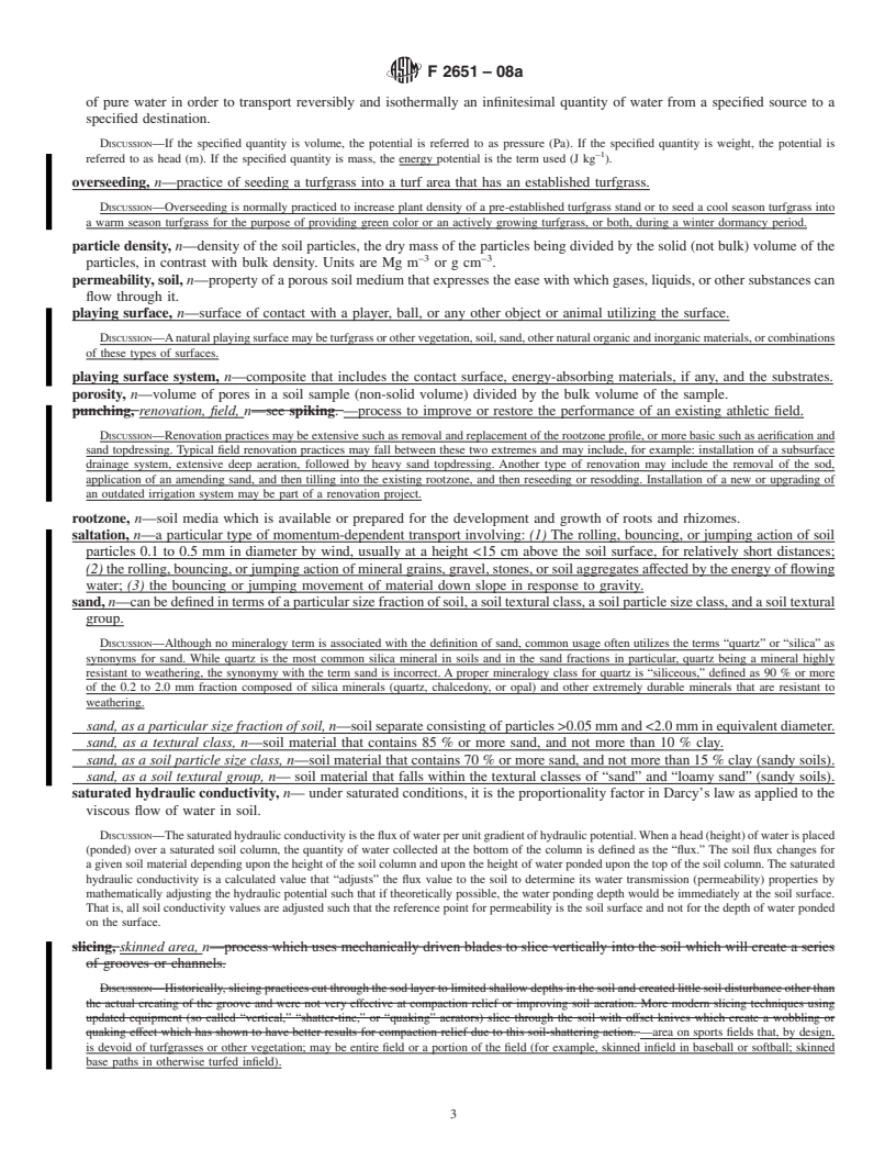 REDLINE ASTM F2651-08a - Standard Terminology Relating to Soils and Turfgrass Terms of Natural Surfaces for Sports