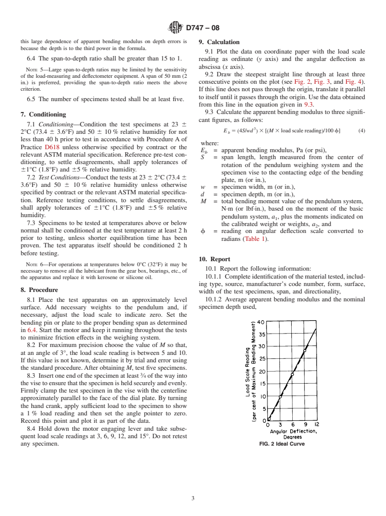 ASTM D747-08 - Standard Test Method for  Apparent Bending Modulus of Plastics by Means of a Cantilever Beam