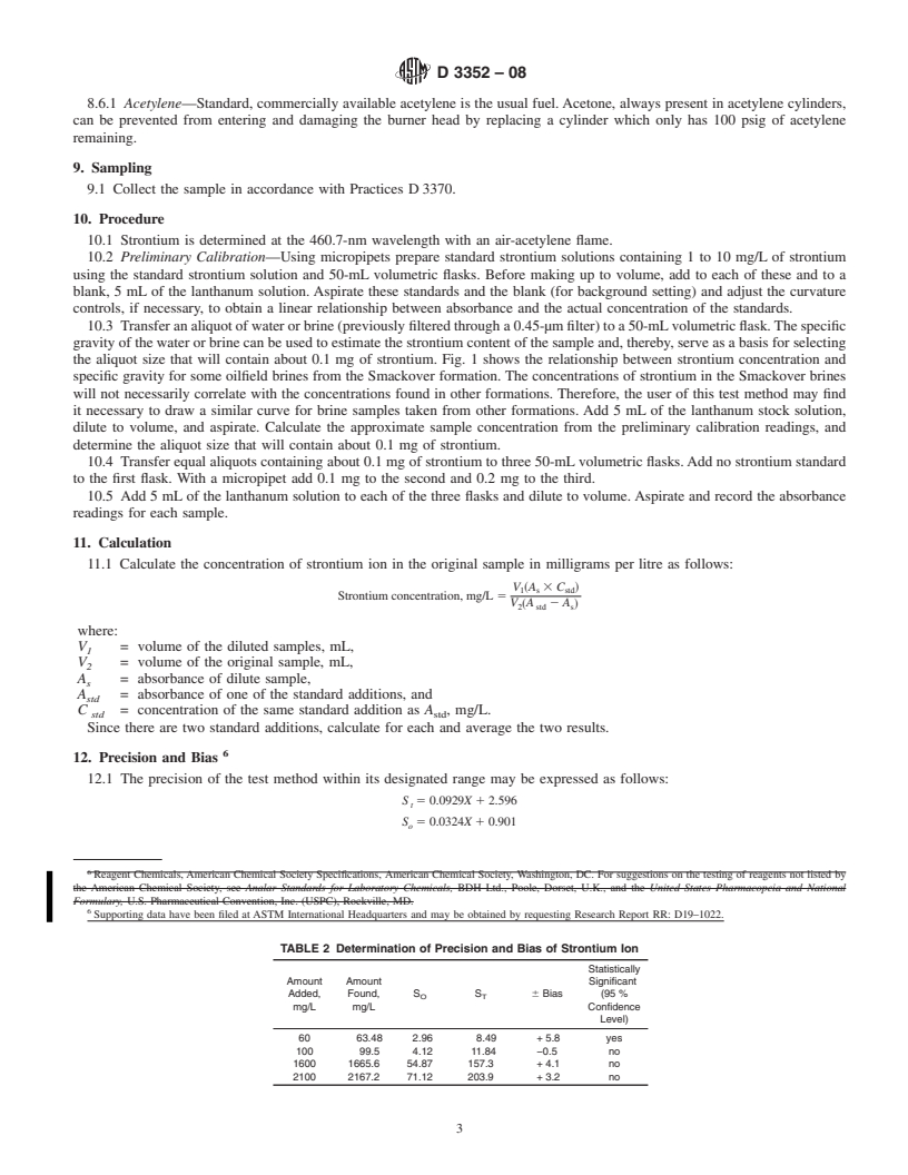 REDLINE ASTM D3352-08 - Standard Test Method for  Strontium Ion in Brackish Water, Seawater, and Brines