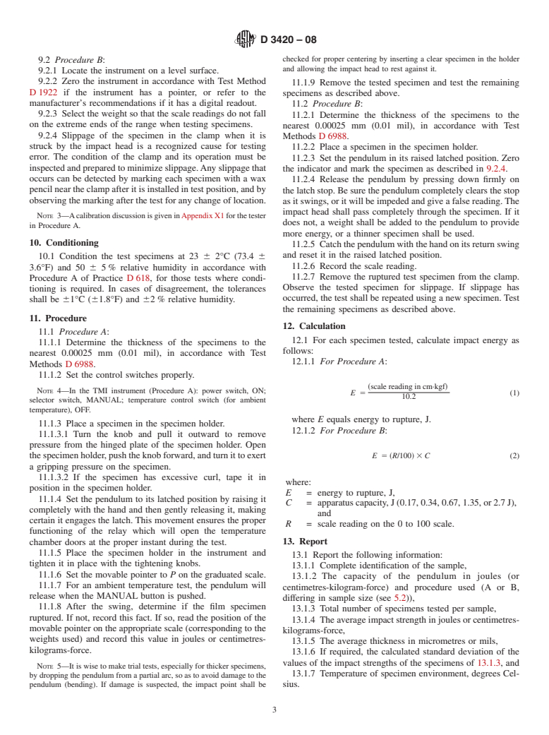 ASTM D3420-08 - Standard Test Method for  Pendulum Impact Resistance of Plastic Film