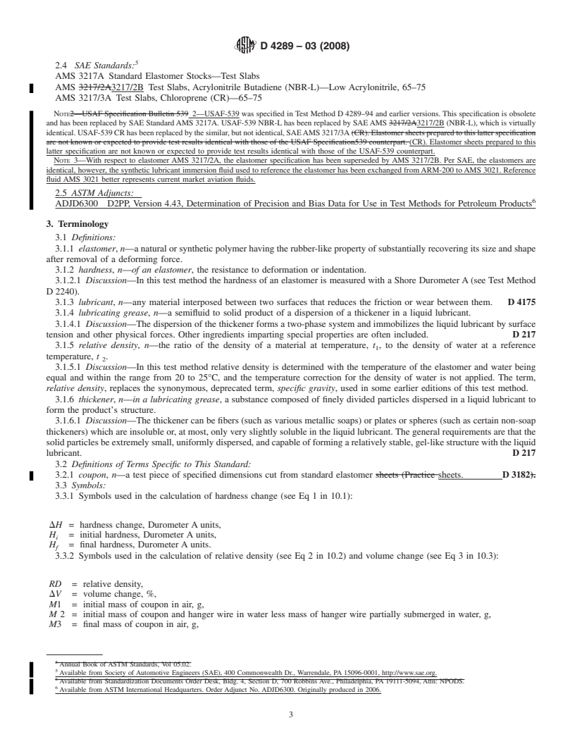 REDLINE ASTM D4289-03(2008) - Standard Test Method for Elastomer Compatibility of Lubricating Greases and Fluids