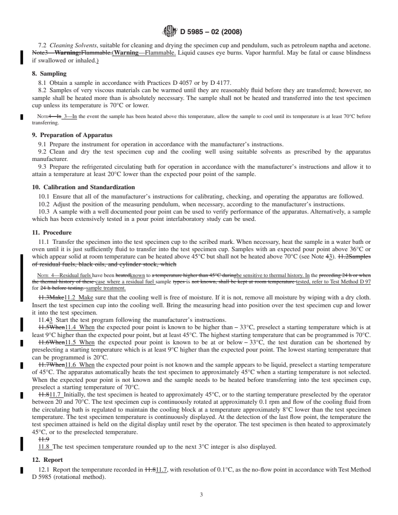 REDLINE ASTM D5985-02(2008) - Standard Test Method for Pour Point of Petroleum Products (Rotational Method)