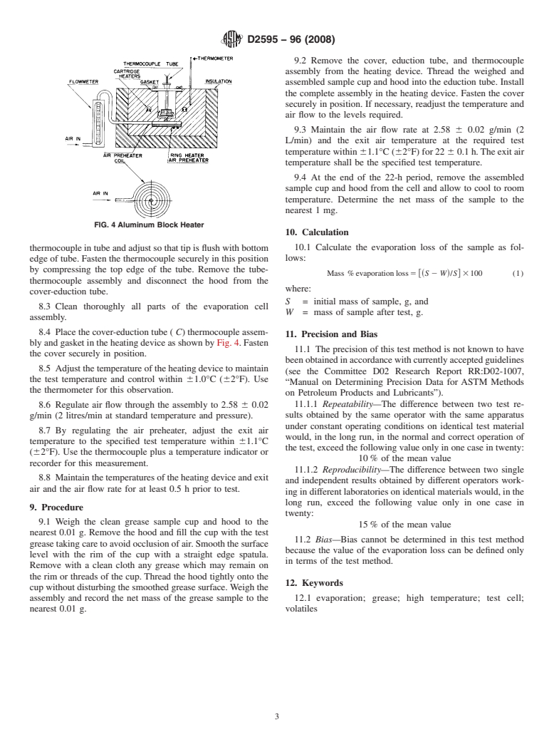 ASTM D2595-96(2008) - Standard Test Method for Evaporation Loss of Lubricating Greases Over Wide-Temperature Range