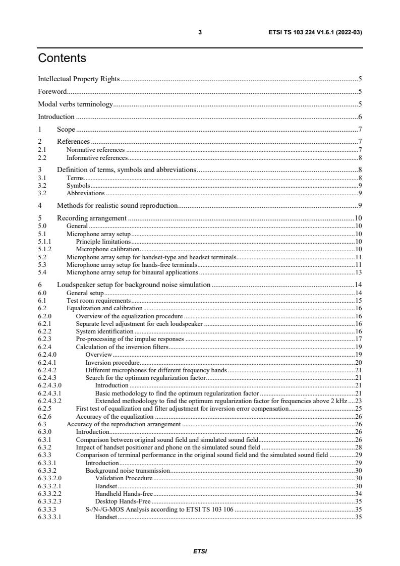 ETSI TS 103 224 V1.6.1 (2022-03) - Speech and multimedia Transmission Quality (STQ); A sound field reproduction method for terminal testing including a background noise database