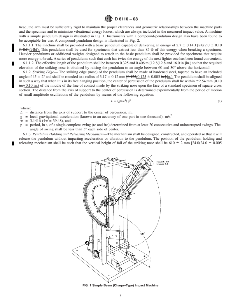 REDLINE ASTM D6110-08 - Standard Test Method for Determining the Charpy Impact Resistance of Notched Specimens of Plastics