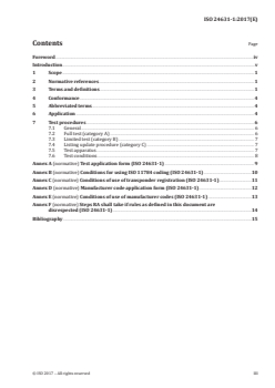 ISO 24631-1:2017 ISO 24631-1:2017 - Radiofrequency identification of animals — Part 1: Evaluation of conformance of RFID transponders with ISO 11784 and ISO 11785 (including granting and use of a manufacturer code)
Released:9/15/2017 - Page 3 preview