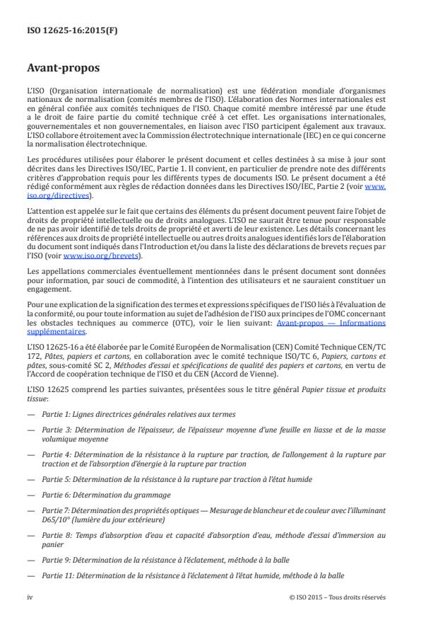 ISO 12625-16:2015 ISO 12625-16:2015 - Papier tissue et produits tissue - Page 4 preview