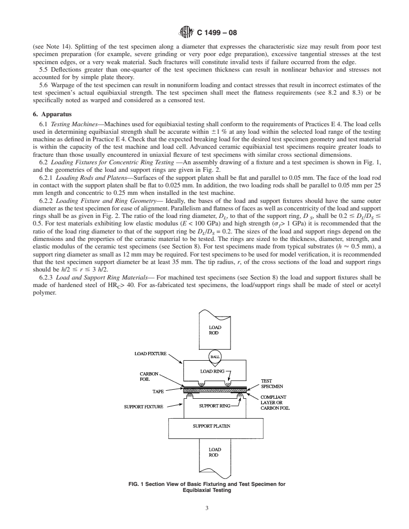 REDLINE ASTM C1499-08 - Standard Test Method for Monotonic Equibiaxial Flexural Strength of Advanced Ceramics at Ambient Temperature