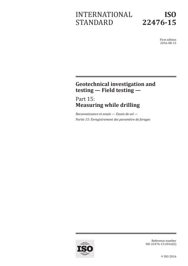 ISO 22476-15:2016 - Geotechnical investigation and testing -- Field testing