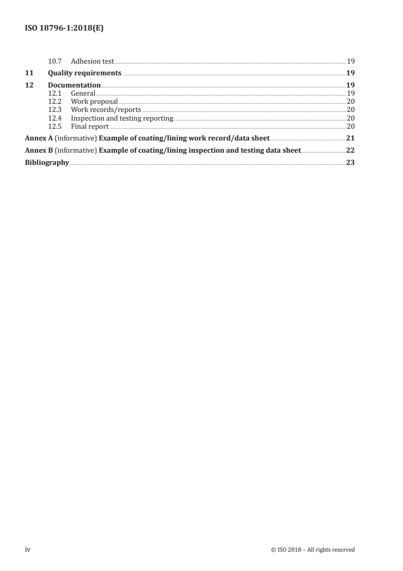 ISO 18796-1:2018 ISO 18796-1:2018 - Petroleum, petrochemicals and natural gas industries — Internal coating and lining of carbon steel process vessels — Part 1: Technical requirements
Released:10/2/2018 - Page 4 preview
