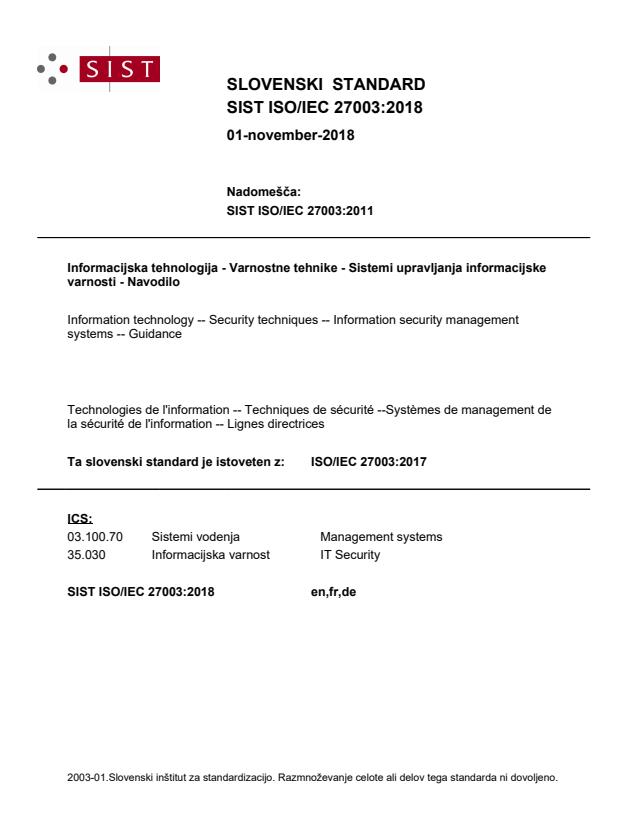 ISO/IEC 27003:2018