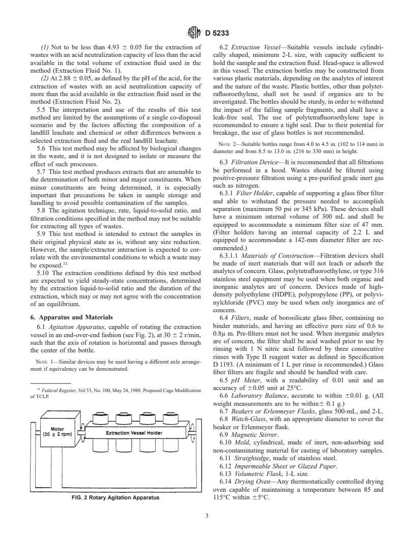 ASTM D5233-92(1999) - Standard Test Method for Single Batch Extraction Method for Wastes