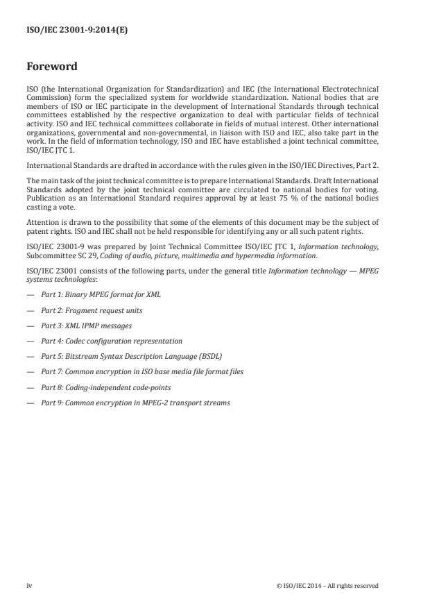 ISO/IEC 23001-9:2014 ISO/IEC 23001-9:2014 - Information technology -- MPEG systems technologies - Page 4 preview