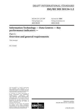 ISO/IEC 30134-1:2016 - Information technology -- Data centres -- Key performance indicators