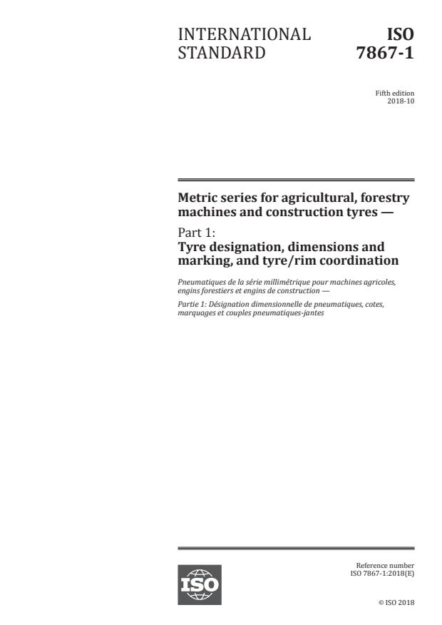 ISO 7867-1:2018 - Metric series for agricultural, forestry machines and construction tyres
