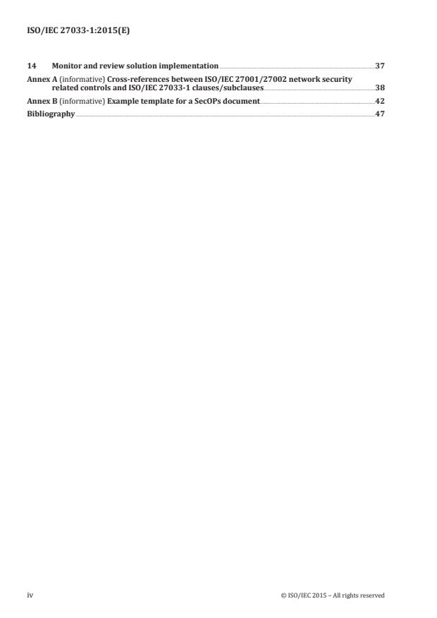 ISO/IEC 27033-1:2015 ISO/IEC 27033-1:2015 - Information technology -- Security techniques -- Network security - Page 4 preview