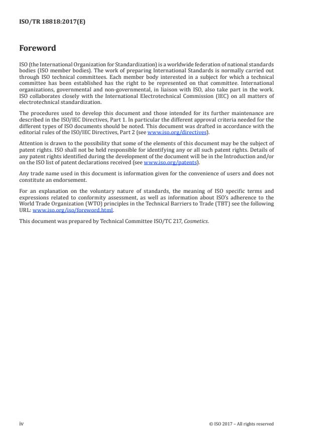 SIST-TP ISO/TR 18818:2018 ISO/TR 18818:2017 - Cosmetics -- Analytical method -- Detection and quantitative determination of Diethanolamine (DEA) by GC/MS - Page 4 preview