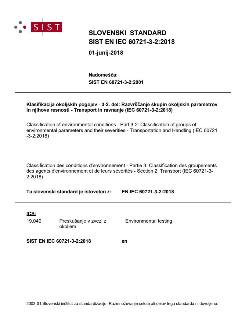 EN IEC 60721-3-2:2018 - BARVE