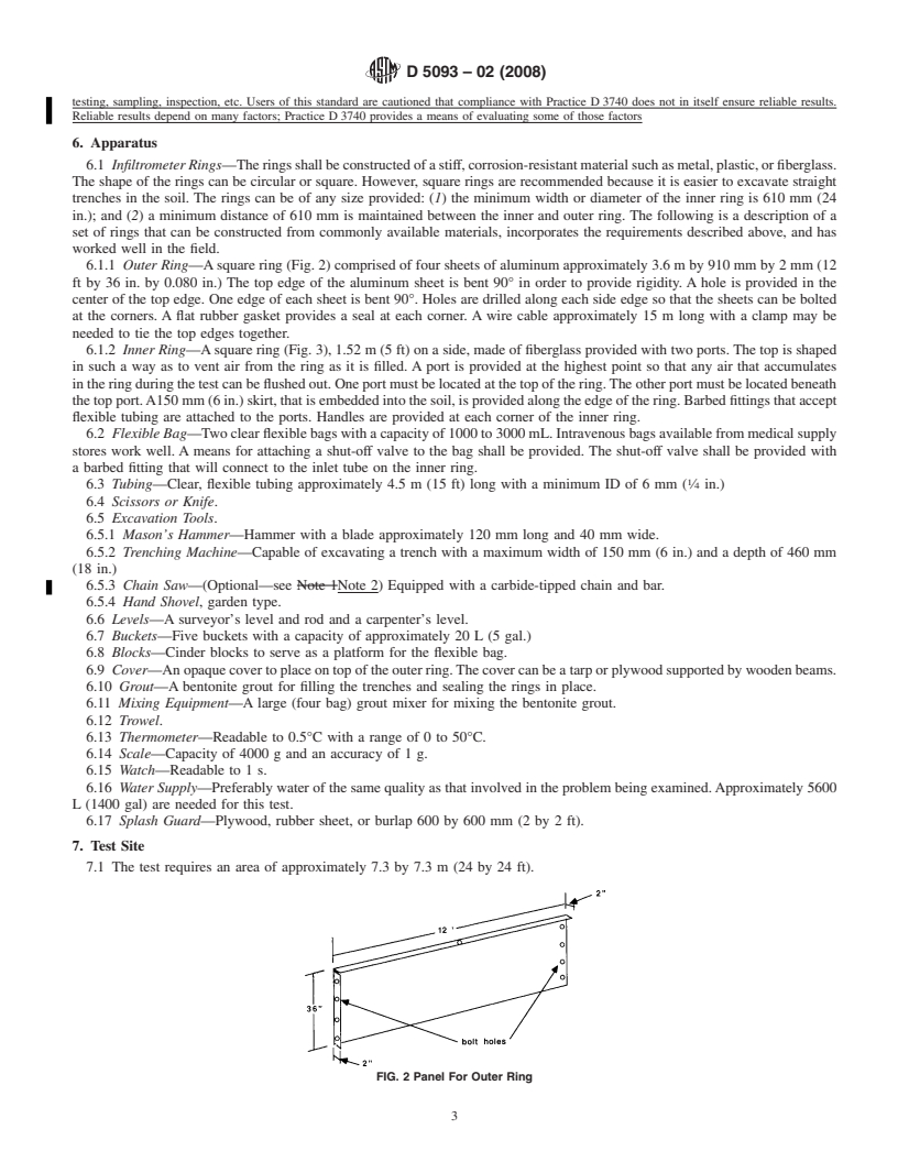 REDLINE ASTM D5093-02(2008) - Standard Test Method for Field Measurement of Infiltration Rate Using Double-Ring Infiltrometer with Sealed-Inner Ring