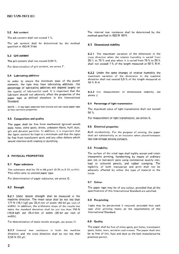 ISO 1729:1973 ISO 1729:1973 - Information processing -- Unpunched paper tape -- Specification - Page 4 preview
