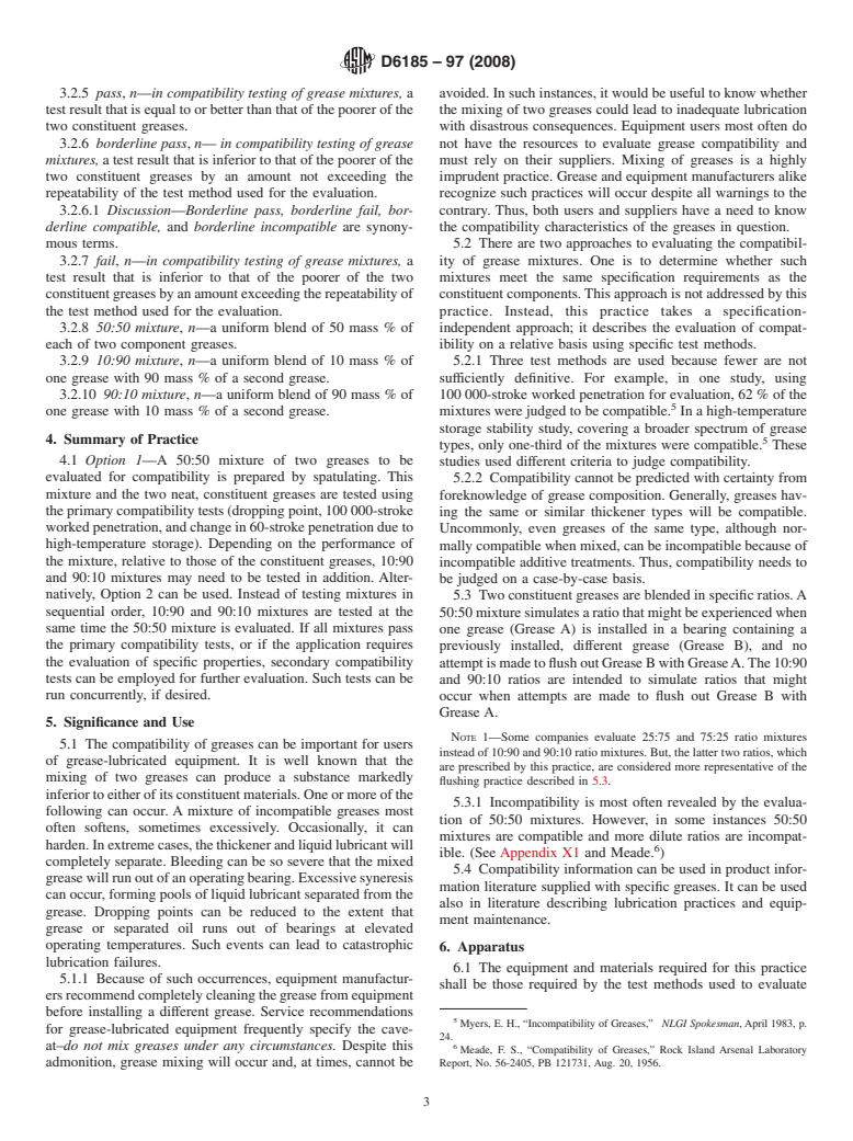 ASTM D6185-97(2008) - Standard Practice for Evaluating Compatibility of Binary Mixtures of Lubricating Greases