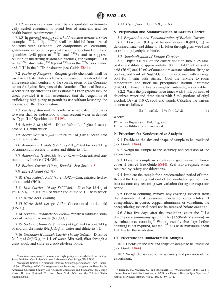 ASTM E393-08 - Standard Test Method for  Measuring Reaction Rates by Analysis of Barium-140 From Fission Dosimeters