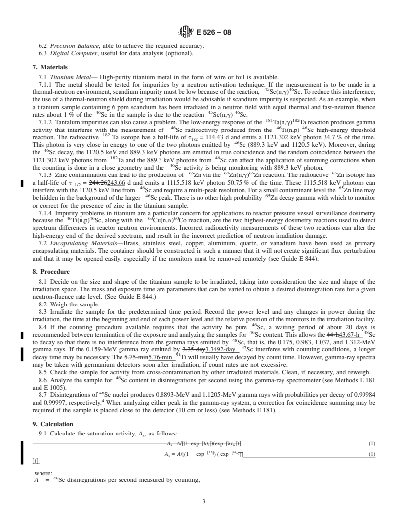 REDLINE ASTM E526-08 - Standard Test Method for Measuring Fast-Neutron Reaction Rates by Radioactivation of Titanium